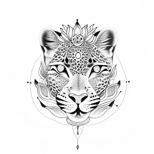 A Leopard On A Lotus Flower