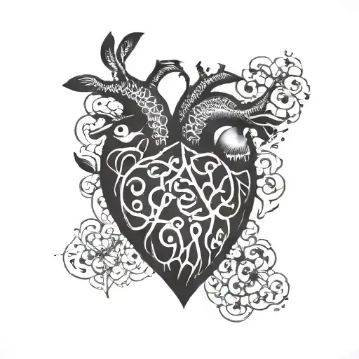 A Heart Made Up Of Smaller Animal Silhouettes In A Blackwork Style