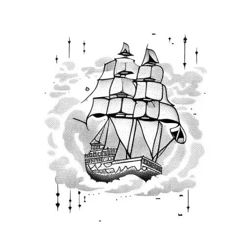 Squid Attacking A Flying Pirate Ship