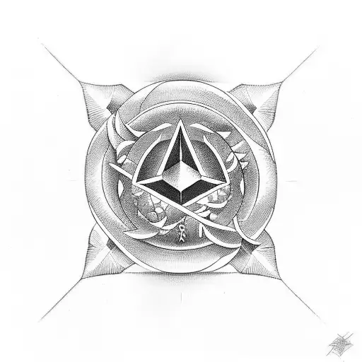 A Creative Composition Featuring Symbols Of Loyalty And Bondage In A Blackwork Style