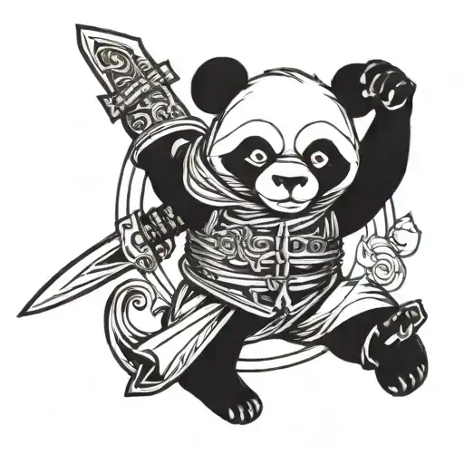 Ninja Panda With Sword And Shield