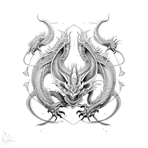 A Futuristic Dragon Made Entirely Of Lines Of Code