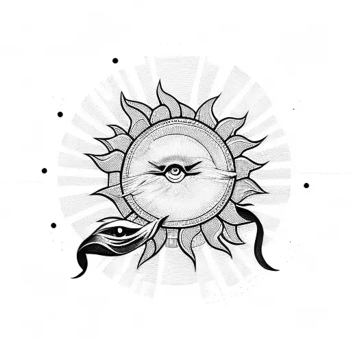 Two Birds Facing A Sun In The Center