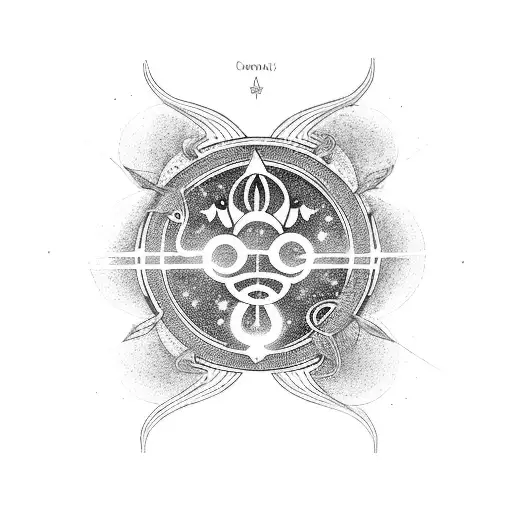 A Cosmic Aquarius Symbol Surrounded By Musical Notes