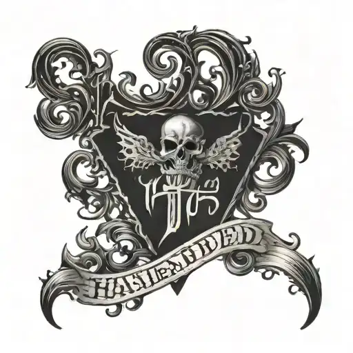 Haunted Inscription In Gothic Font Style On Neck