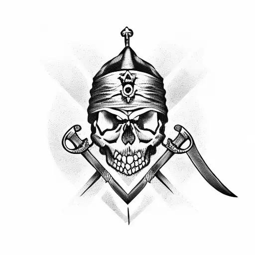 Skull Pirate With Sword And Hat