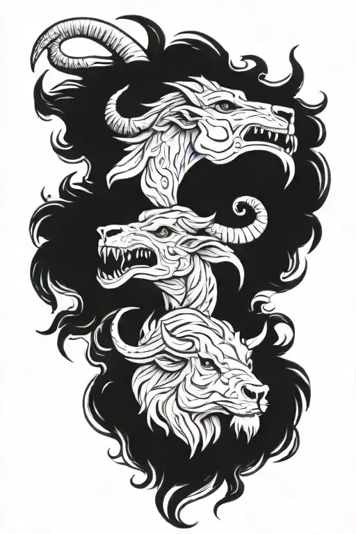 Reaper And Lion And Goat Head