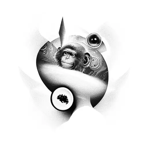 3D Black Hole With Monkey Using Binoculars