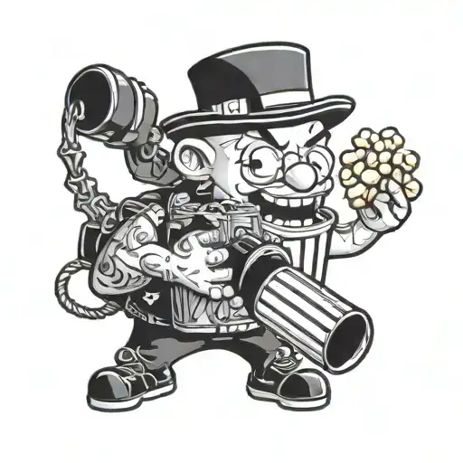 Quirky Cartoon Character Holding A Camera And A Popcorn Bucket
