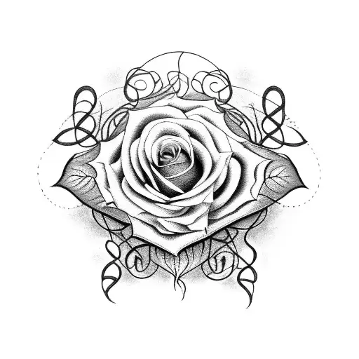 A Hauntingly Beautiful Composition Of Music Notes Intertwined With Vines And Roses