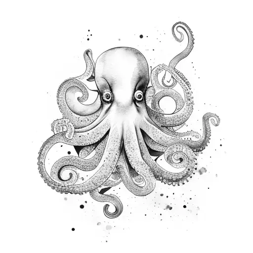 Aquarela-inspired Octopus Surrounded By Vibrant Watercolor Splashes