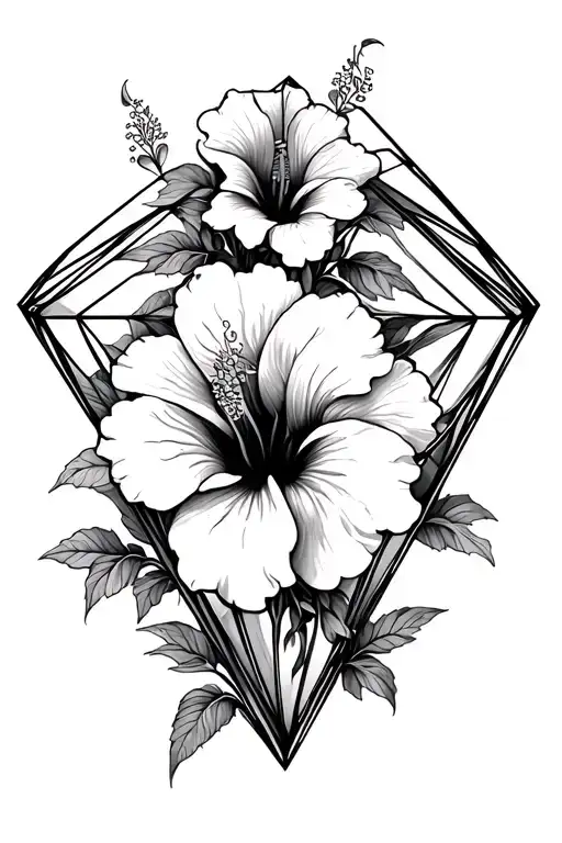 A Diamond Shape Made Out Of Intertwined Red Hibiscus Flowers