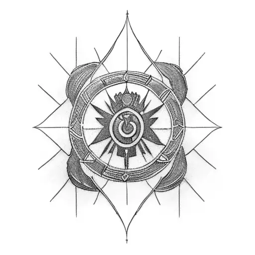 A Blackwork Tattoo Of A Spartan Spear Intertwined With Ogum's Sacred Symbol