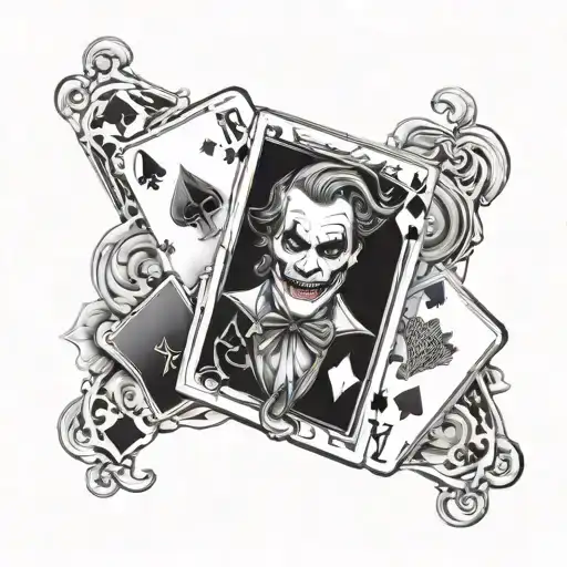 Joker Card And 4 Aces