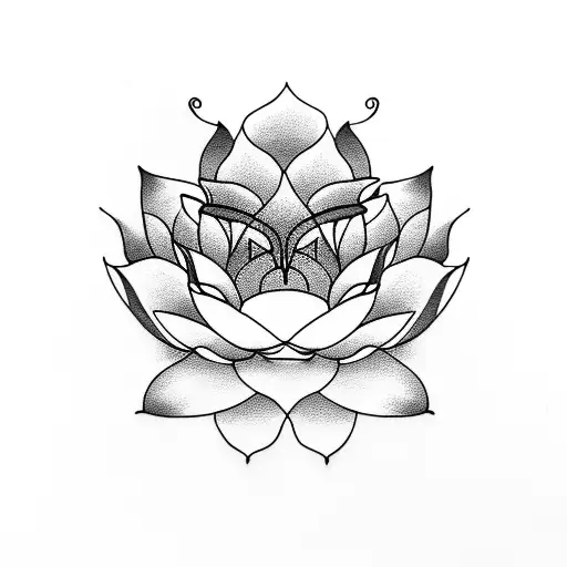 Penguin With A Lotus Flower