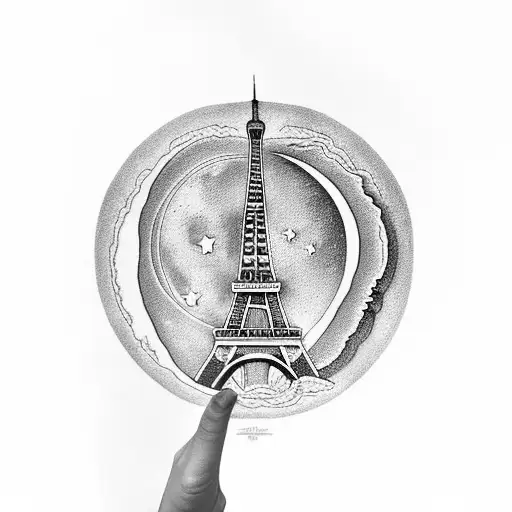 Eiffel Tower With Croissant As The Moon