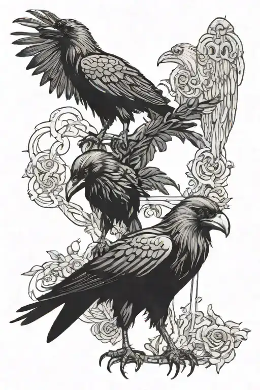 Warior And Raven Standing