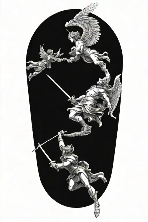 Archangel Michael Defeating A Demon In A Epic Battle