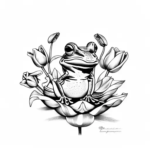 Frog With Tulipa