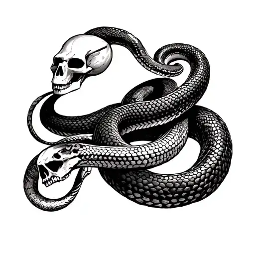 Snake Wrapped Around Skeleton
