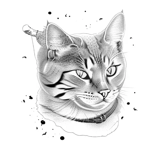 Aggressive Cat Holding A Gun And Smiling Creepy