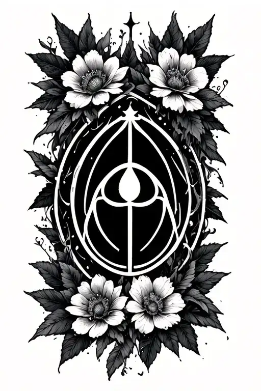 Harry Potter Deathly Hallows Symbol With Dying Flowers