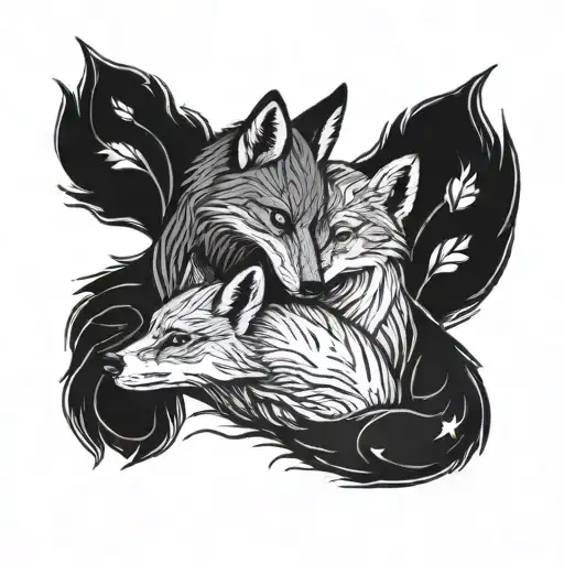 Fox And Bear Cuddling