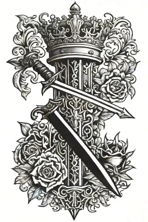 Sword And Crown Surrounded By Bold