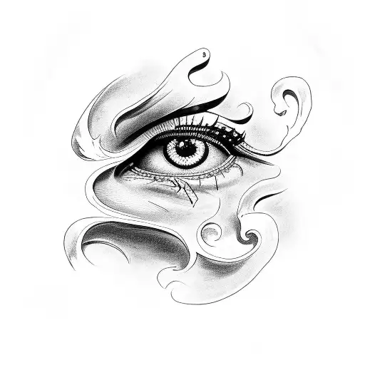 Open Coffin With Eye On Lid With Black And Red Colour