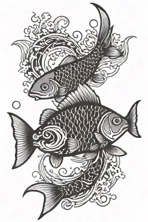 Fish Swimming With Red Cat