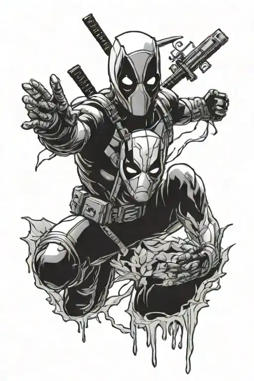 Black And White Tattoo Deadpool And Groot