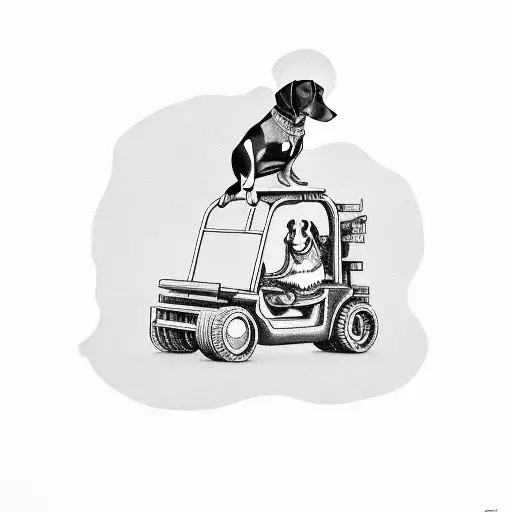 Wiener Dog Riding A Forklift