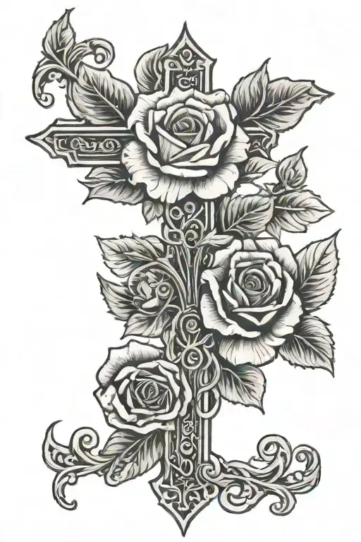 Upside Down Cross With Rose Wrapped