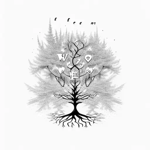 A Tree With Roots Forming The Word 'Freedom' And Branches Blossoming Into Hearts