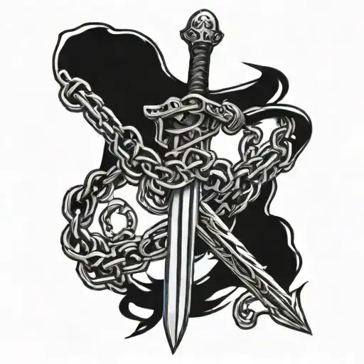 Dark Sword With Chains Wrapping