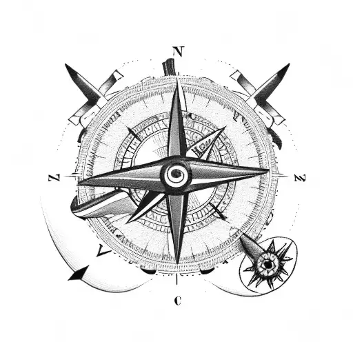 Map With Plane And Compass