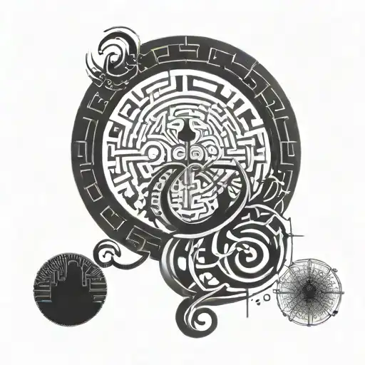 Incorporate A Labyrinth Design Symbolizing The Journey Of Self-discovery And Inner Exploration