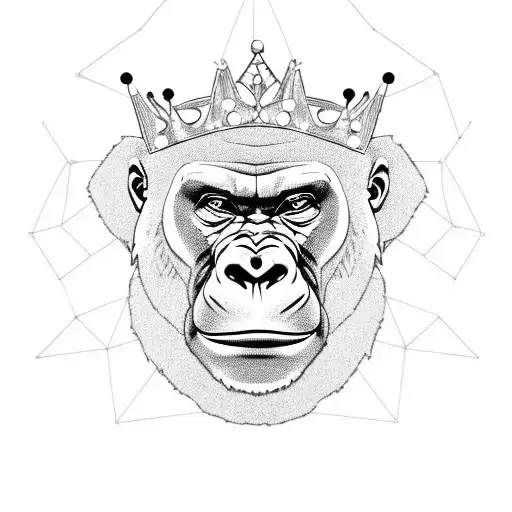 A Gorilla Wearing A Crown Contour Geometries