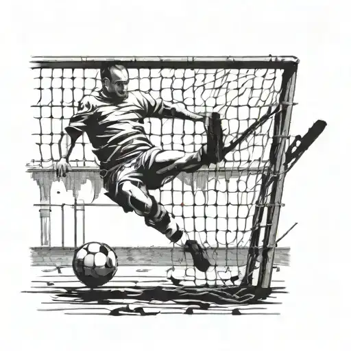 A Football Player Scoring A Goal In A Prison Yard