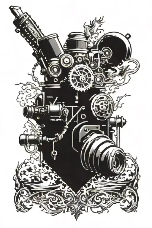 Engine Merging Together With Hunting Scene