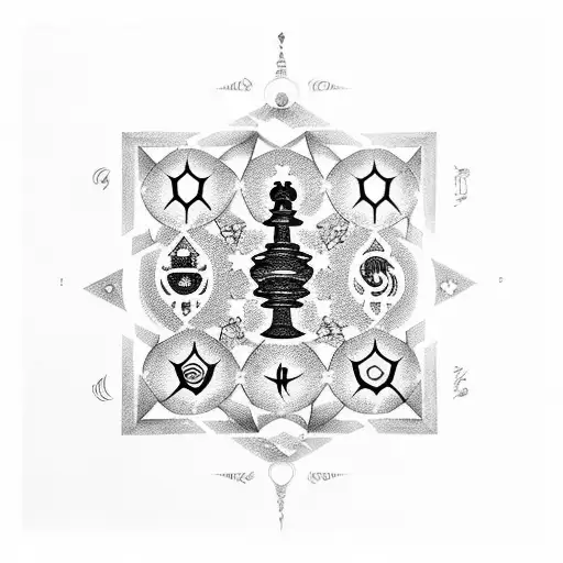 Celestial Chessboard With Zodiac Signs As Chess Pieces