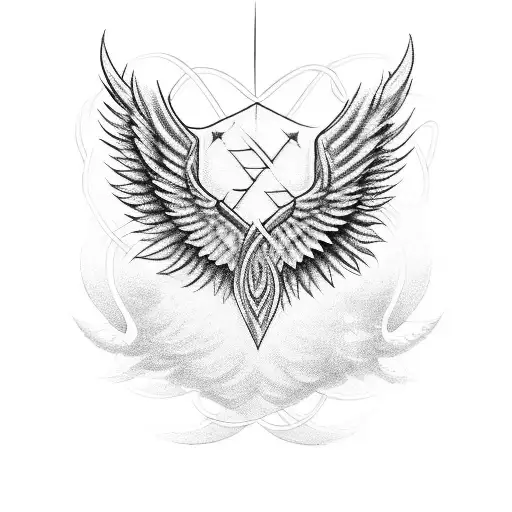 A Coding Symbol Formed By Angel Wings