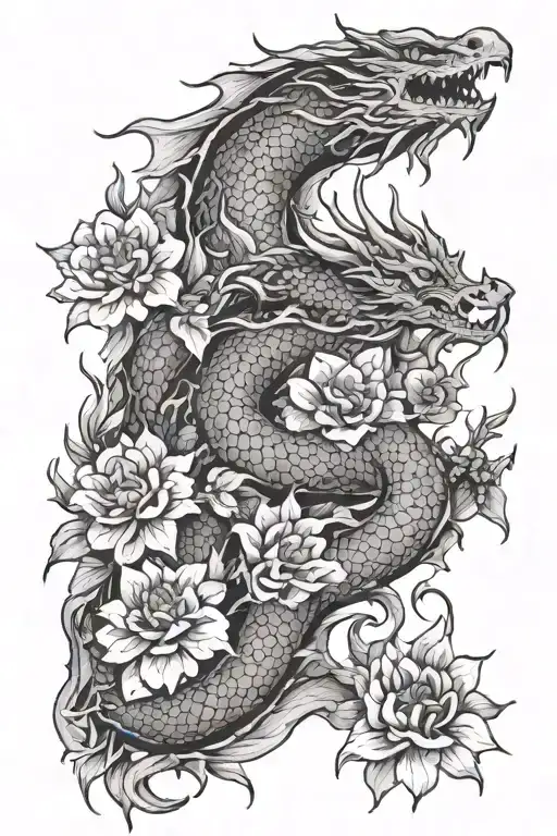 Dragon With Flowers