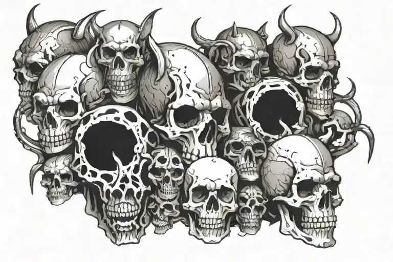 Cerebus And Skulls Representing Dark Periods