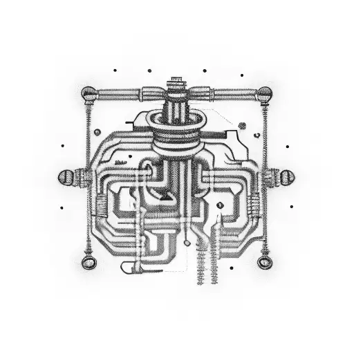 A Computer Motherboard With Circuitry Forming The Shape Of A Fire Hose