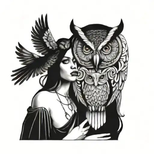 Athenea And Owl Holding