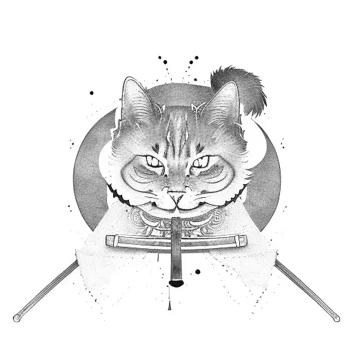 Samurai Cat Wielding A Katana