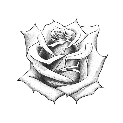 A Combination Of A Rose And A Dollar Sign In A Blackwork Style