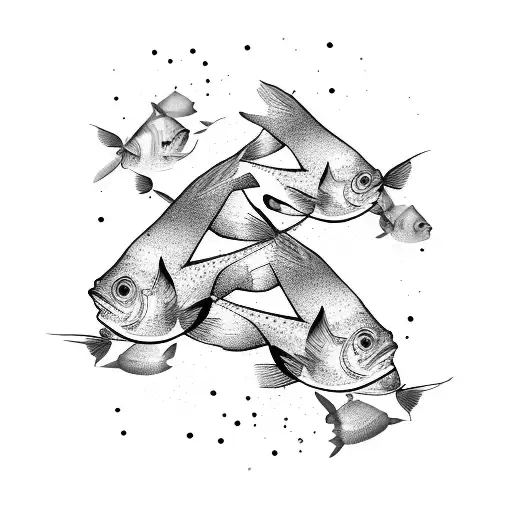 A School Of Fish Swimming Through A Heartbeat Line