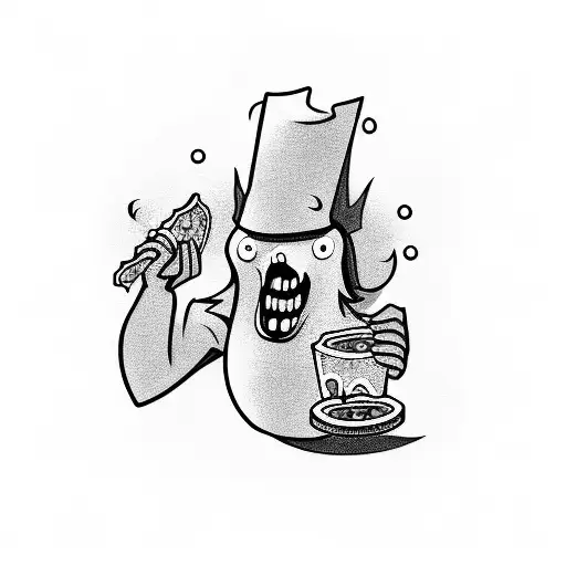 A Ghost Holding A Beer Mug And Eating A Slice Of Pizza While Playing Soccer